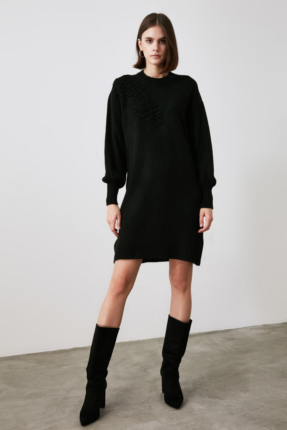 Trendyol Black Knitted Knitwear Dress