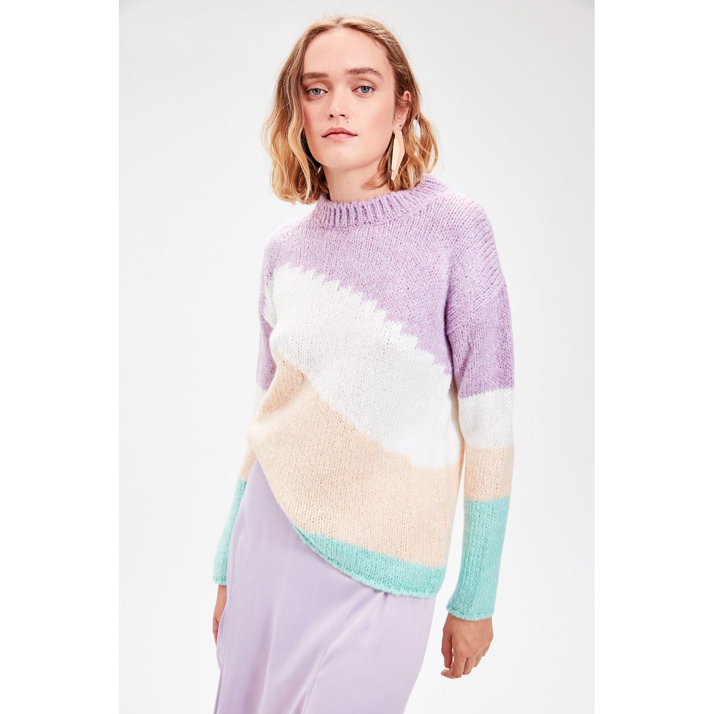 Trendyol Blue Colorblock Knitwear Sweater