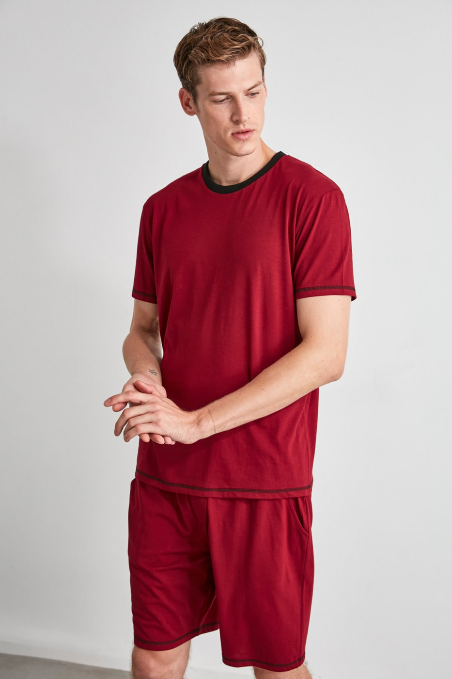 Trendyol Burgundy Knitted Pajama Set