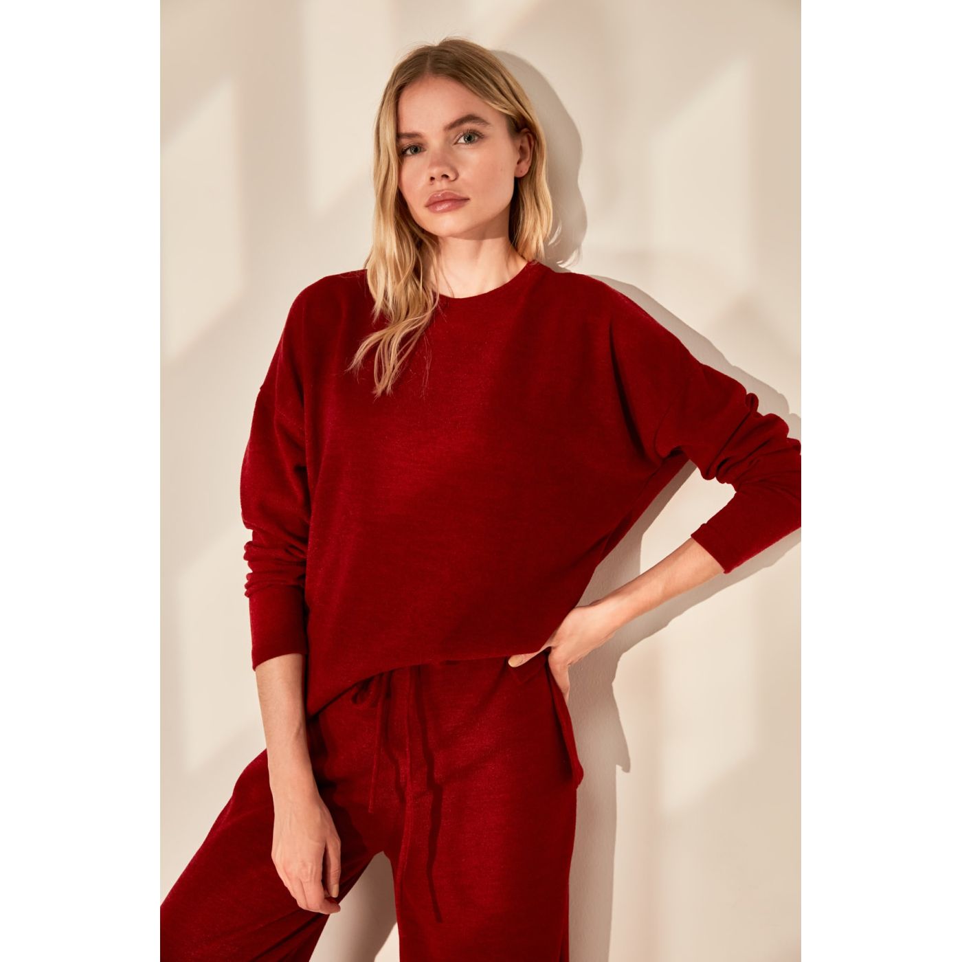 Trendyol Burgundy Knit Bike Collar Knitted Blouse