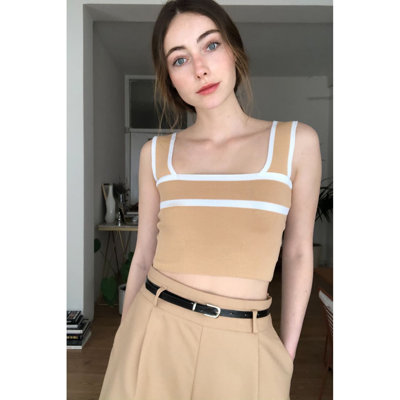 Trendyol Camel Color Block Knitwear Blouse