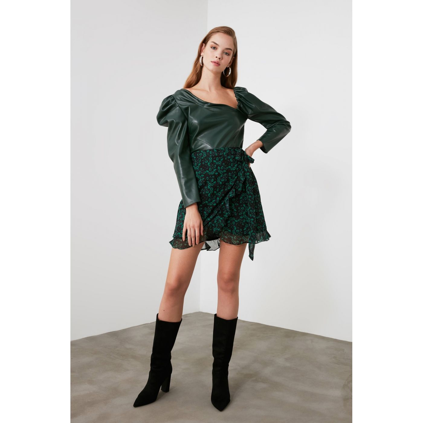 Trendyol Green Ruffle Detailed Skirt