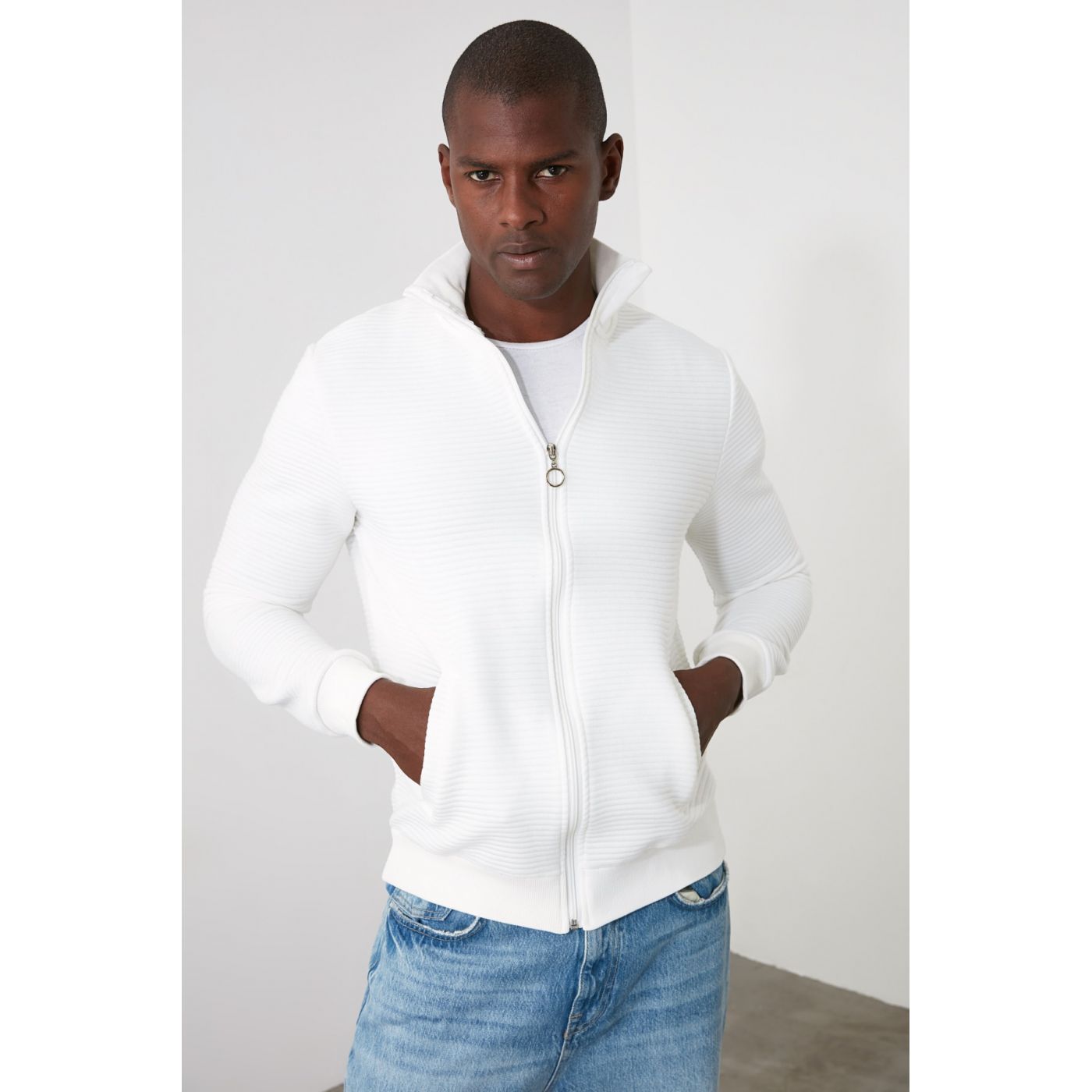Trendyol White Male Cardigan