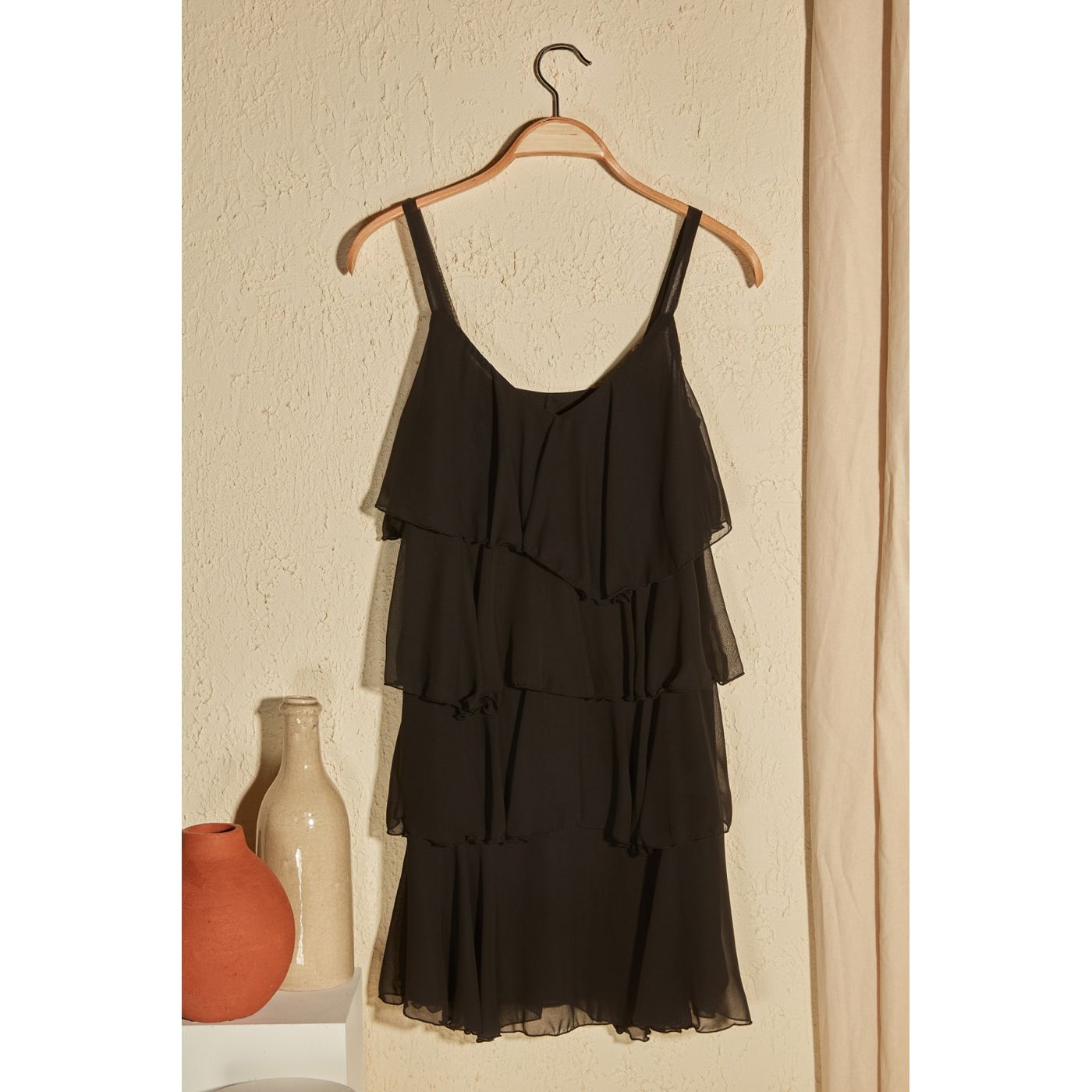 Trendyol Black Strapd Volli Dress