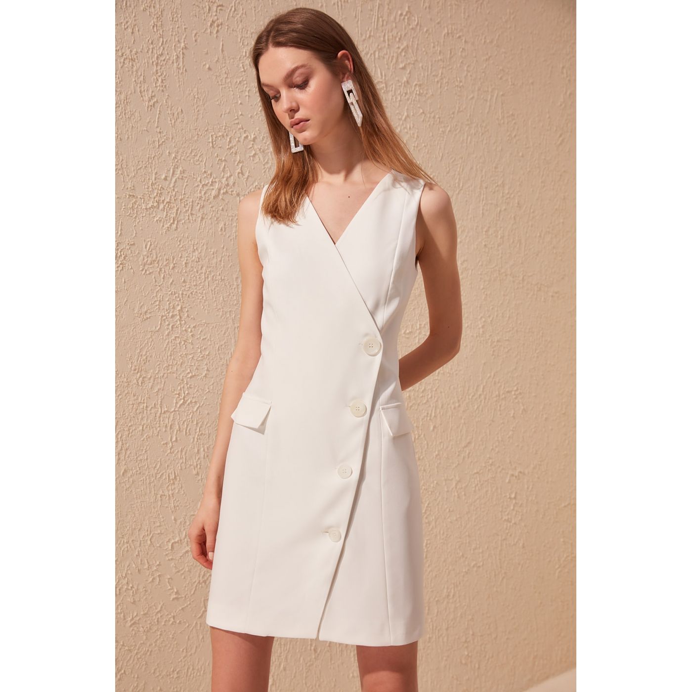 Trendyol White Button Dress