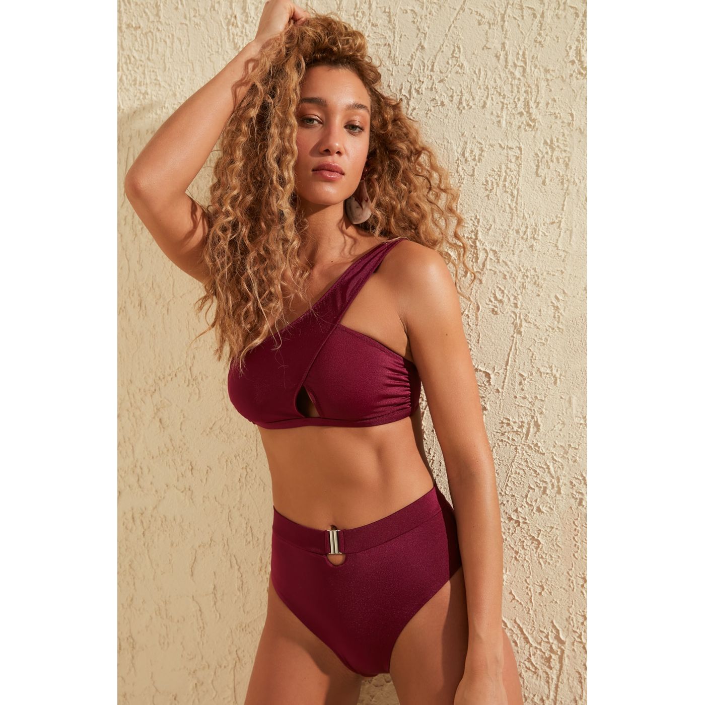 Trendyol Myrrh Accessory Detailed High Waist Bikini bottom
