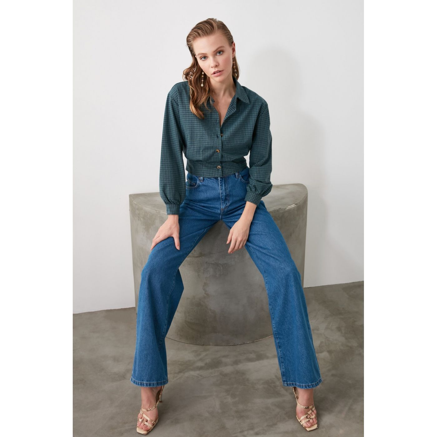 Trendyol Navy Button Detailed Shirt