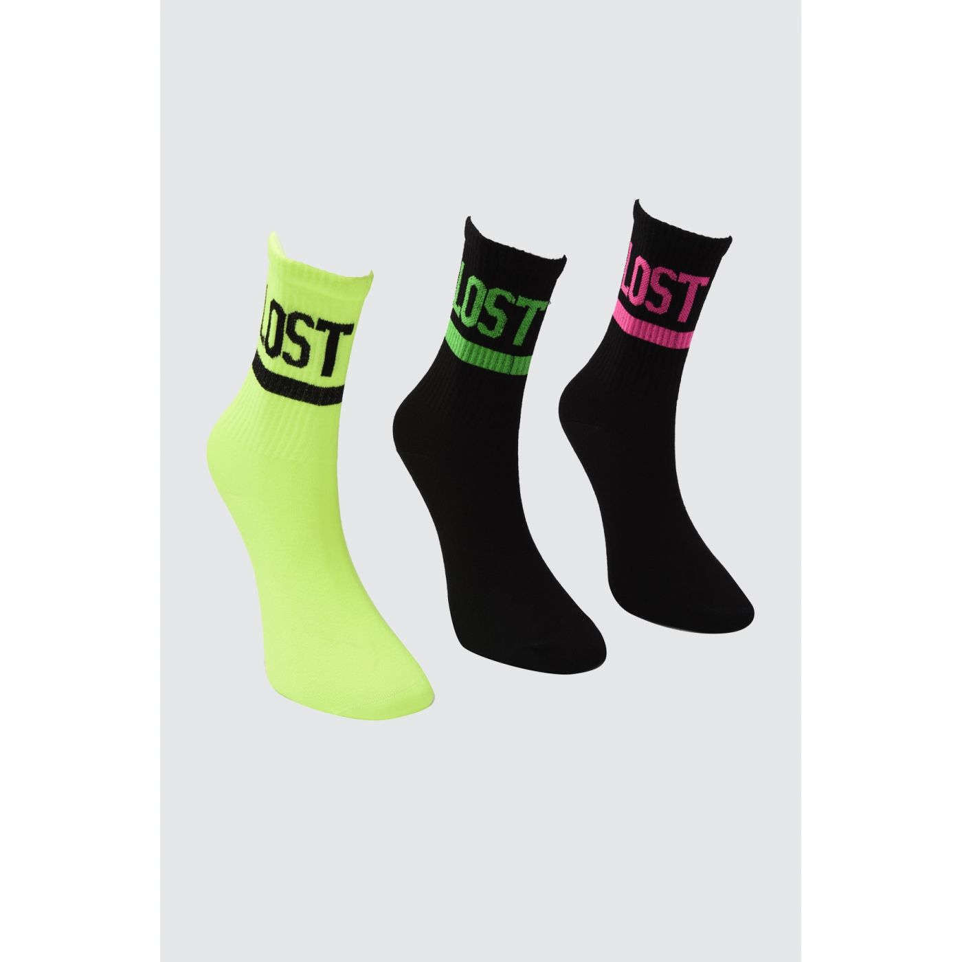 Trendyol Multicolored Slogan 3-Pack Knitted Socks