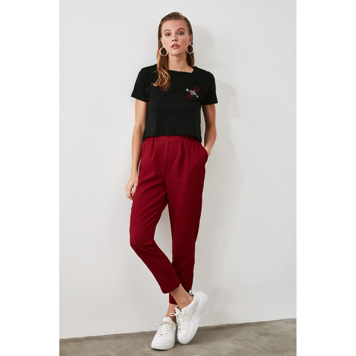 Trendyol Burgundy Basic Pants