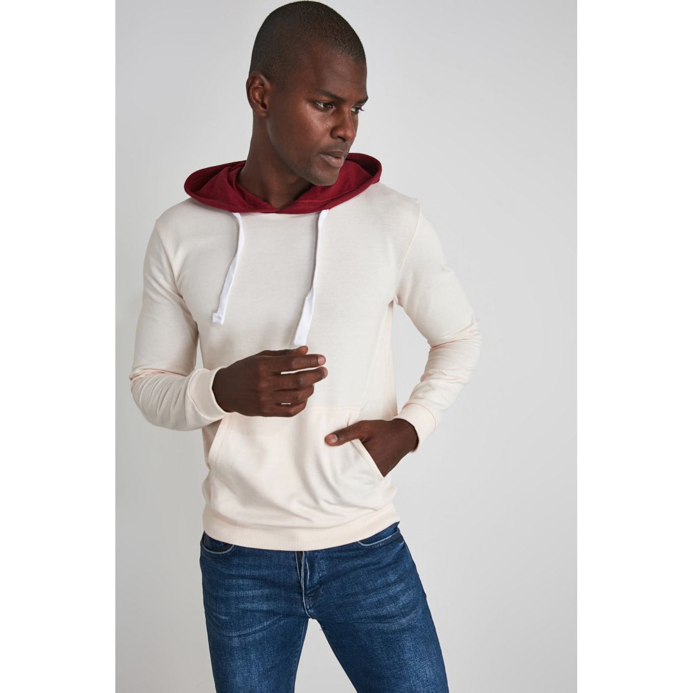 Trendyol Ekru Men's Back Printed Sweatshirt