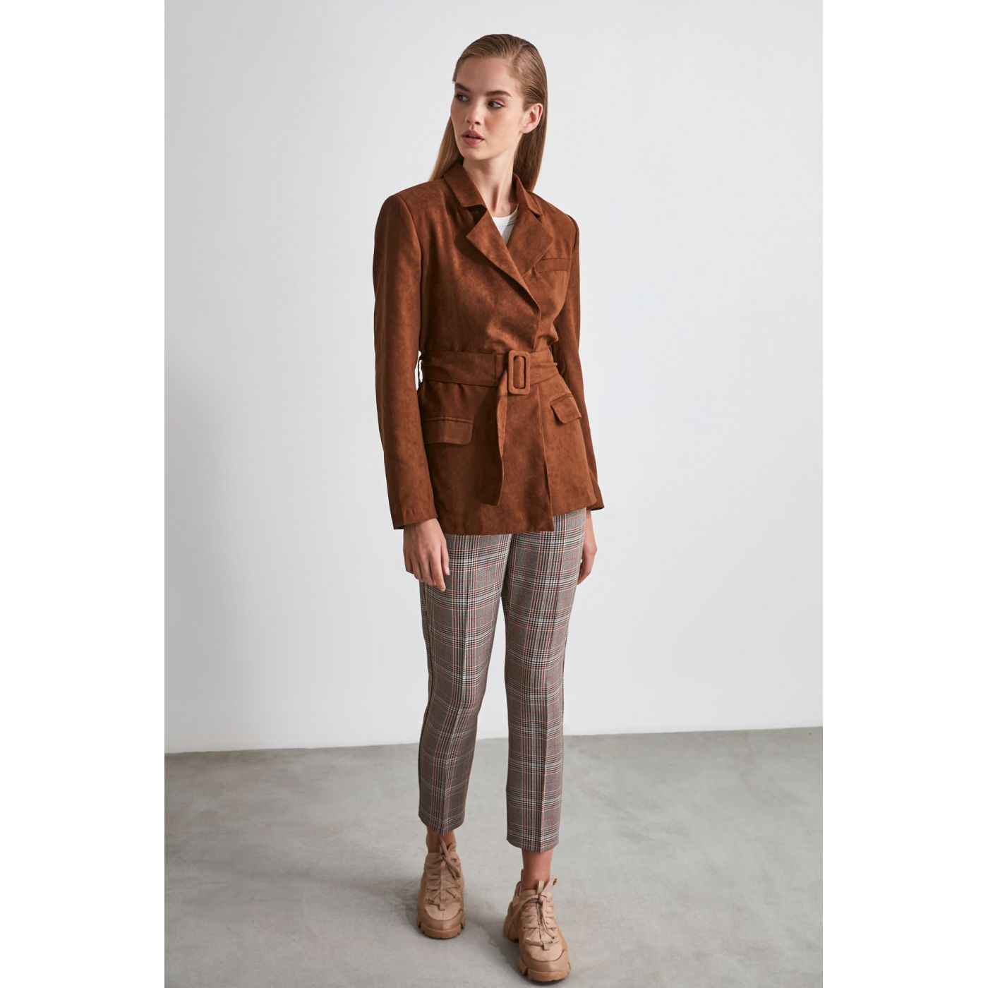 Trendyol Brown Tie Jacket
