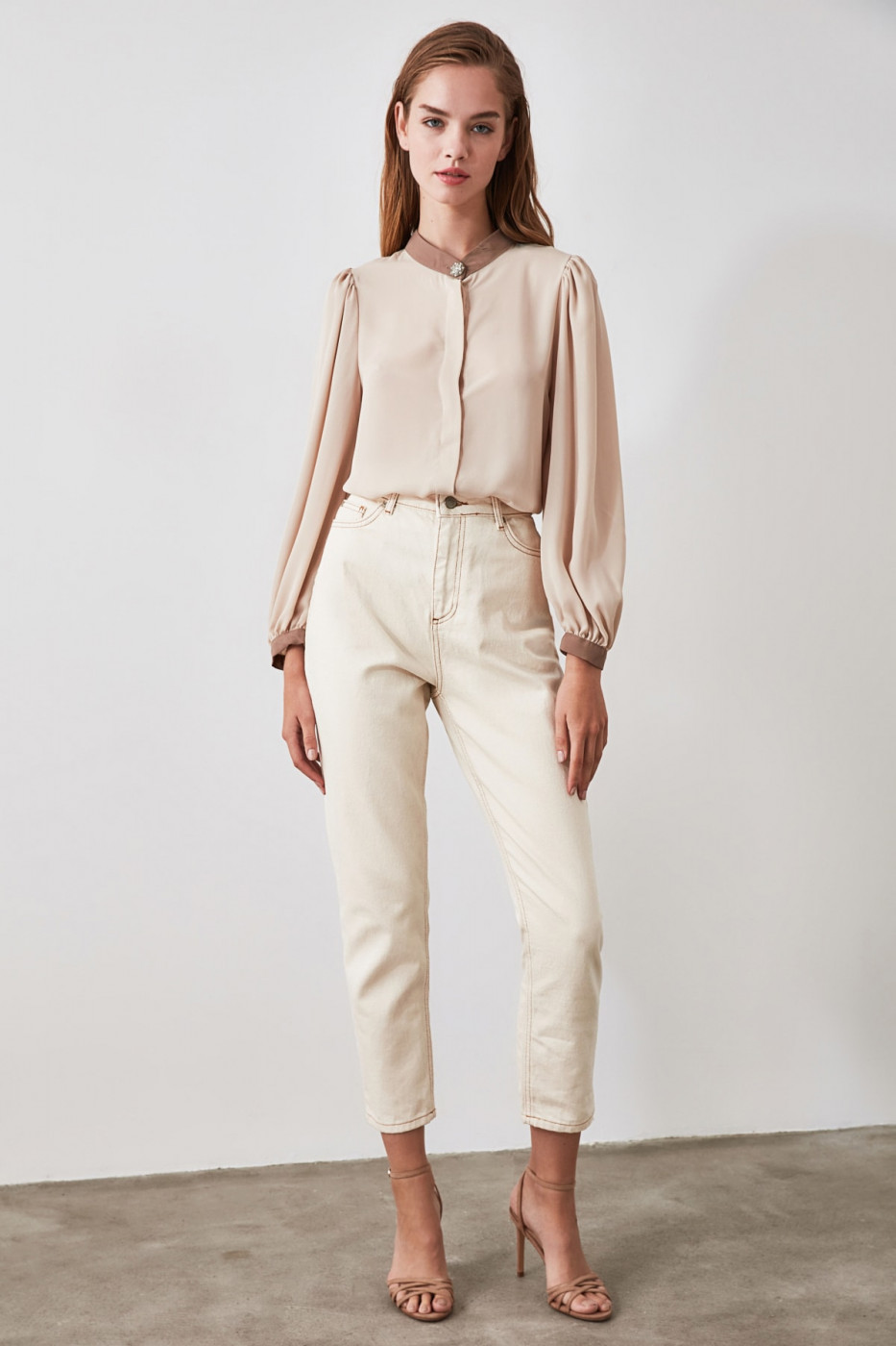 Trendyol Beige Right Collar Shirt