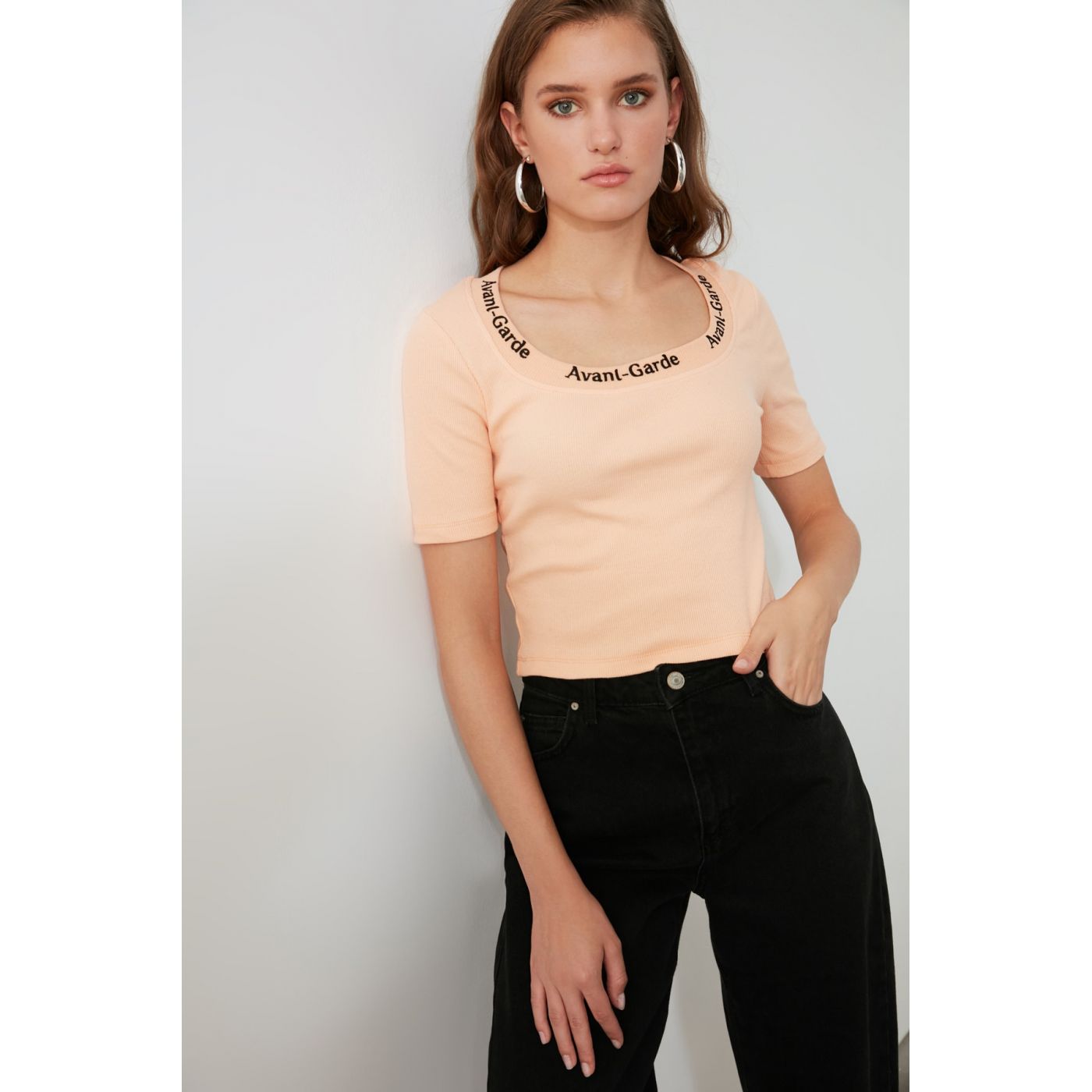 Trendyol Salmon Wick Printed Knitted Blouse