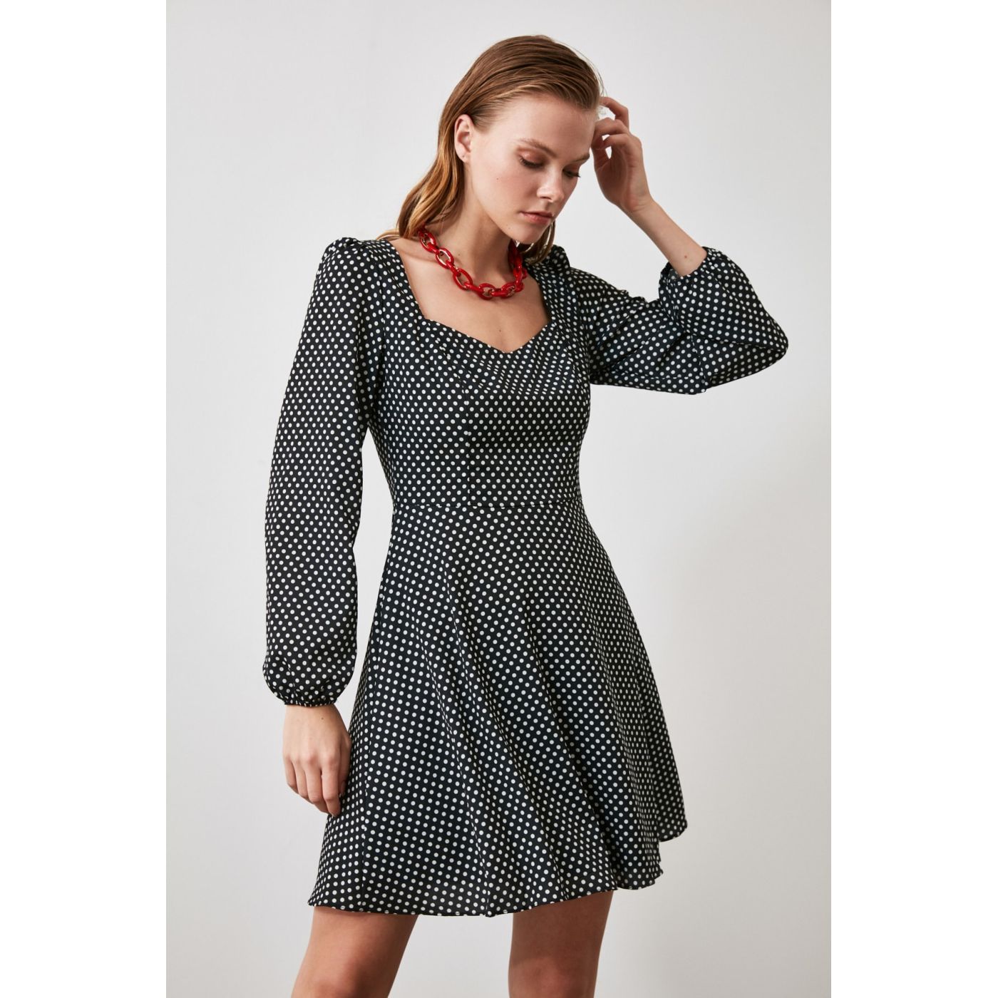 Trendyol Black Polka Dot Dress