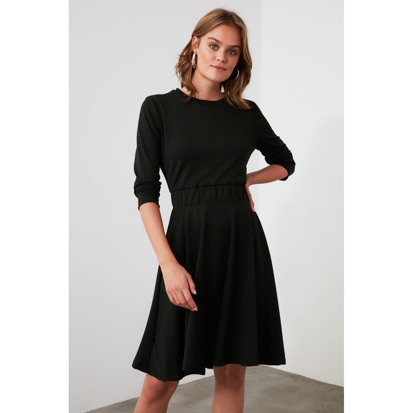 Trendyol Knitted Dress with Elasticed Black Back