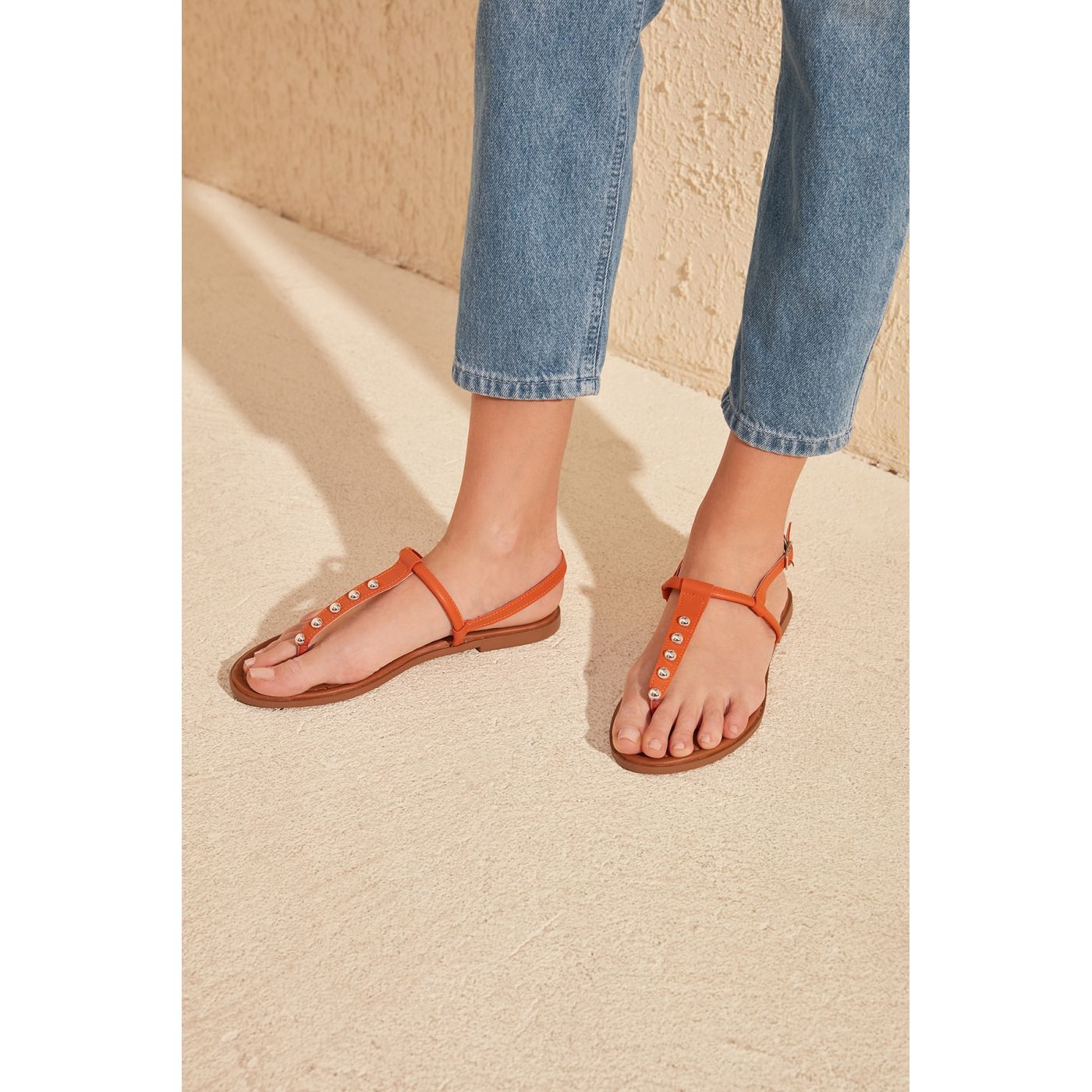 Trendyol Orange Trotroe Detailed Women Sandals
