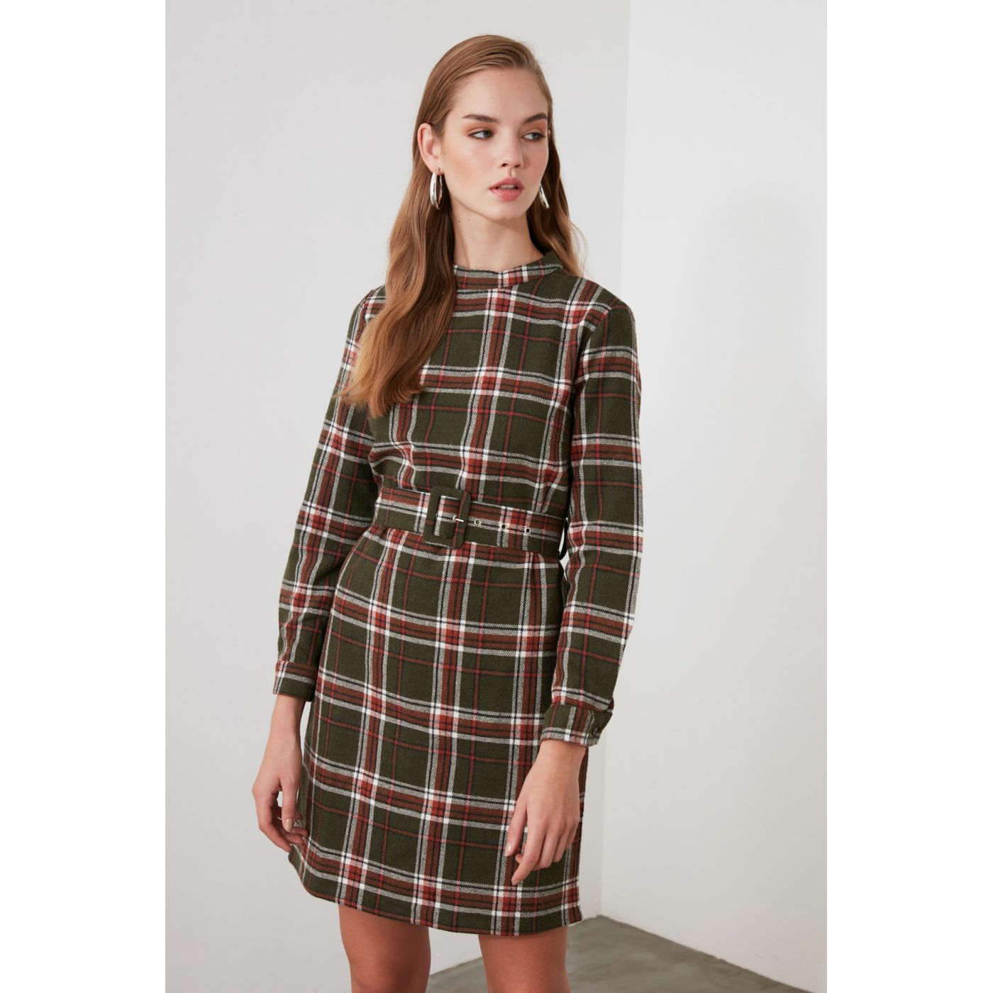 Trendyol Khai BeltEd Plaid Dress