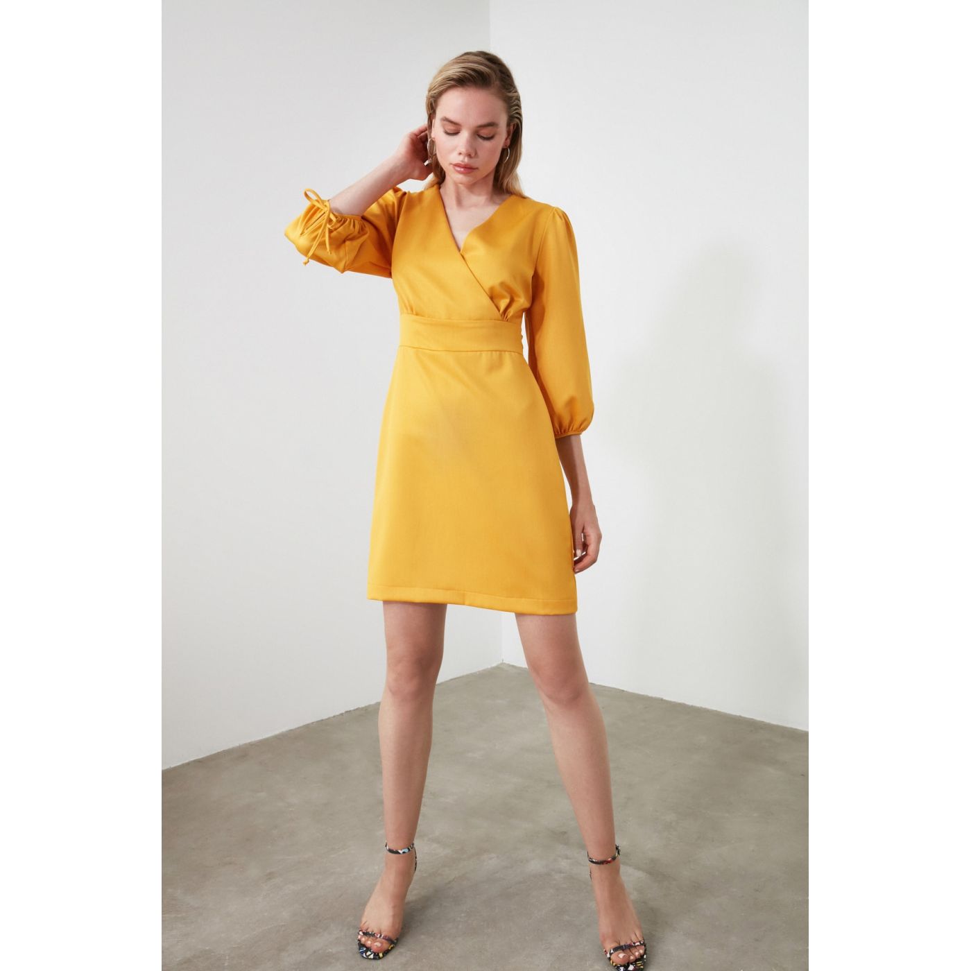 Trendyol Mustard Cruise Neck Dress