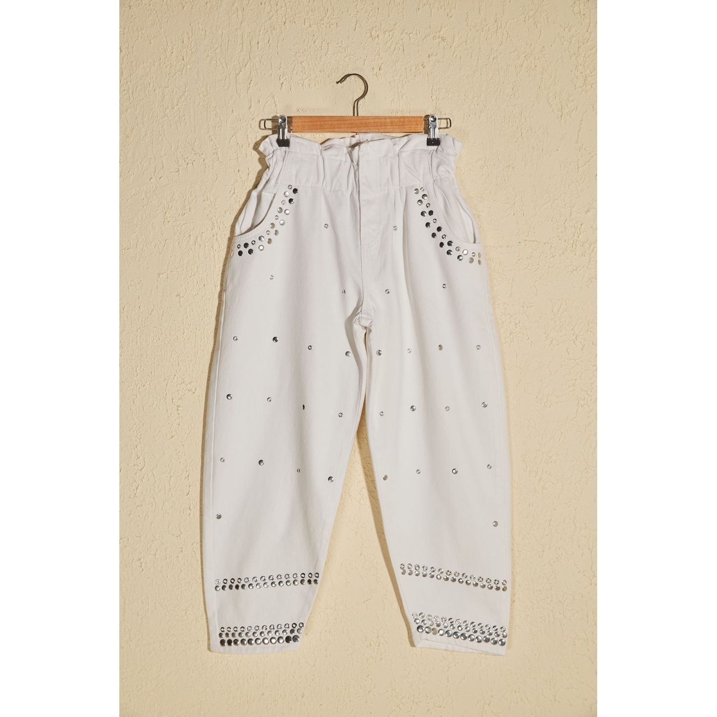 Trendyol White Troked Super High Waist Balloon Jeans
