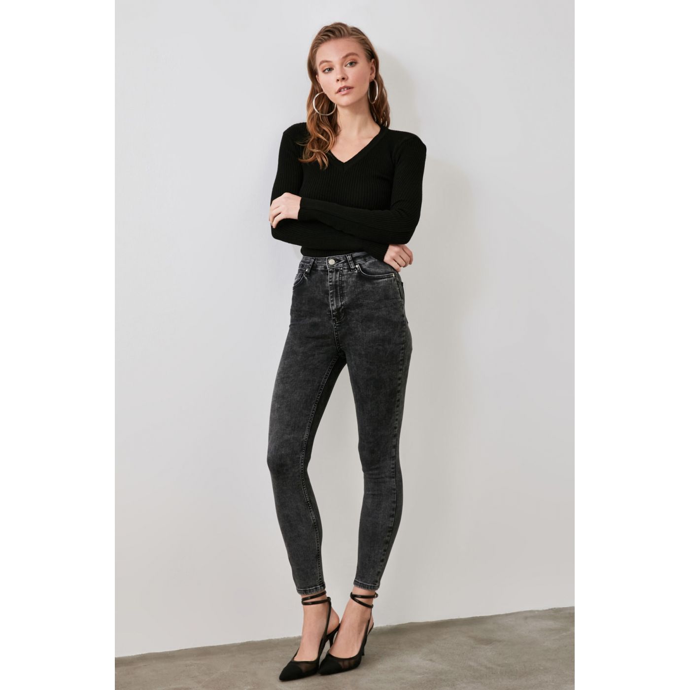 Trendyol Black Wash Waist Skinny Jeans