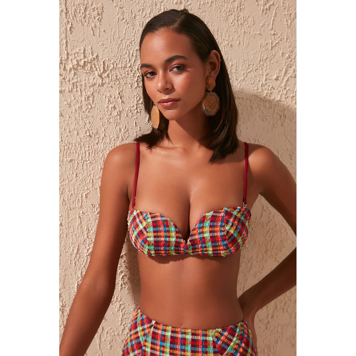Trendyol Multi-Color Textured Bikini Top