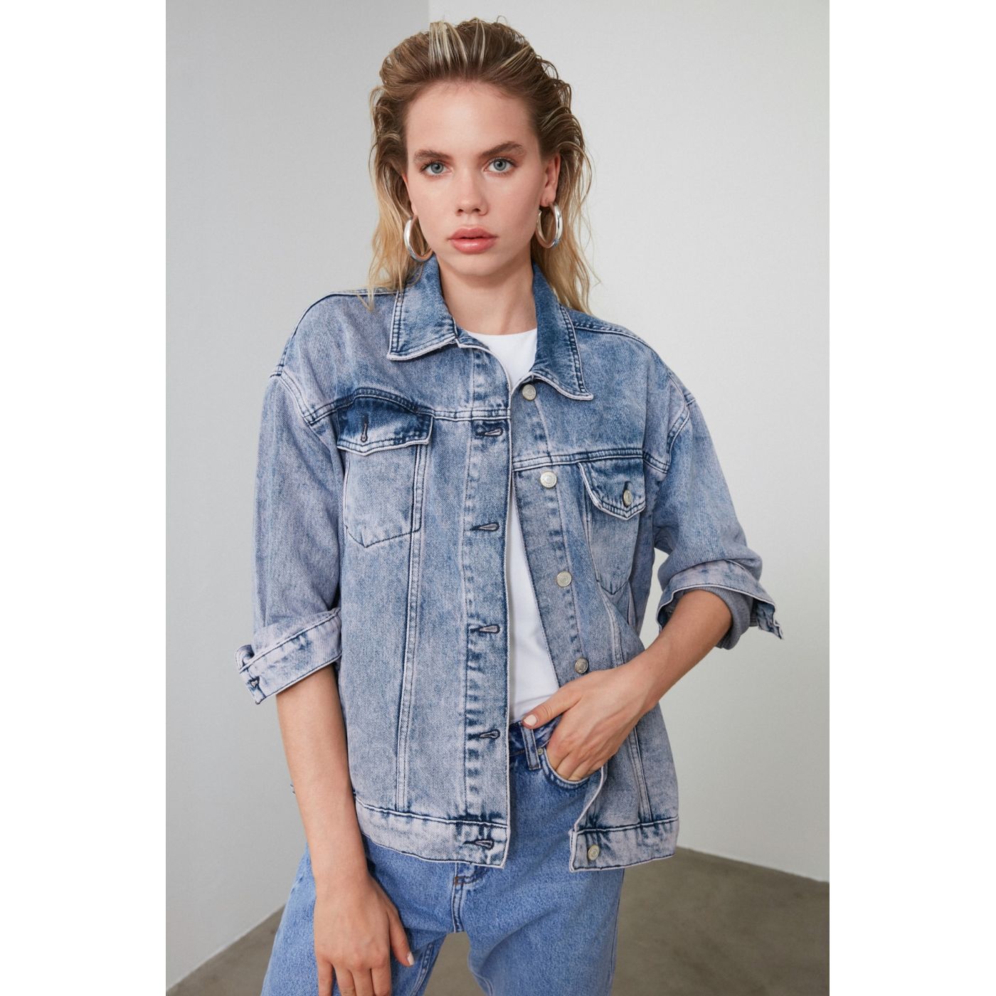 Trendyol Blue Basic Denim Jacket