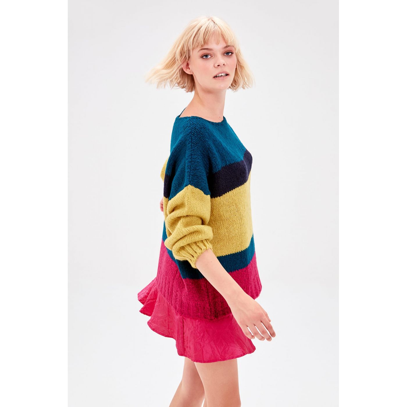 Trendyol WOMEN-Oil striped knitwear sweater