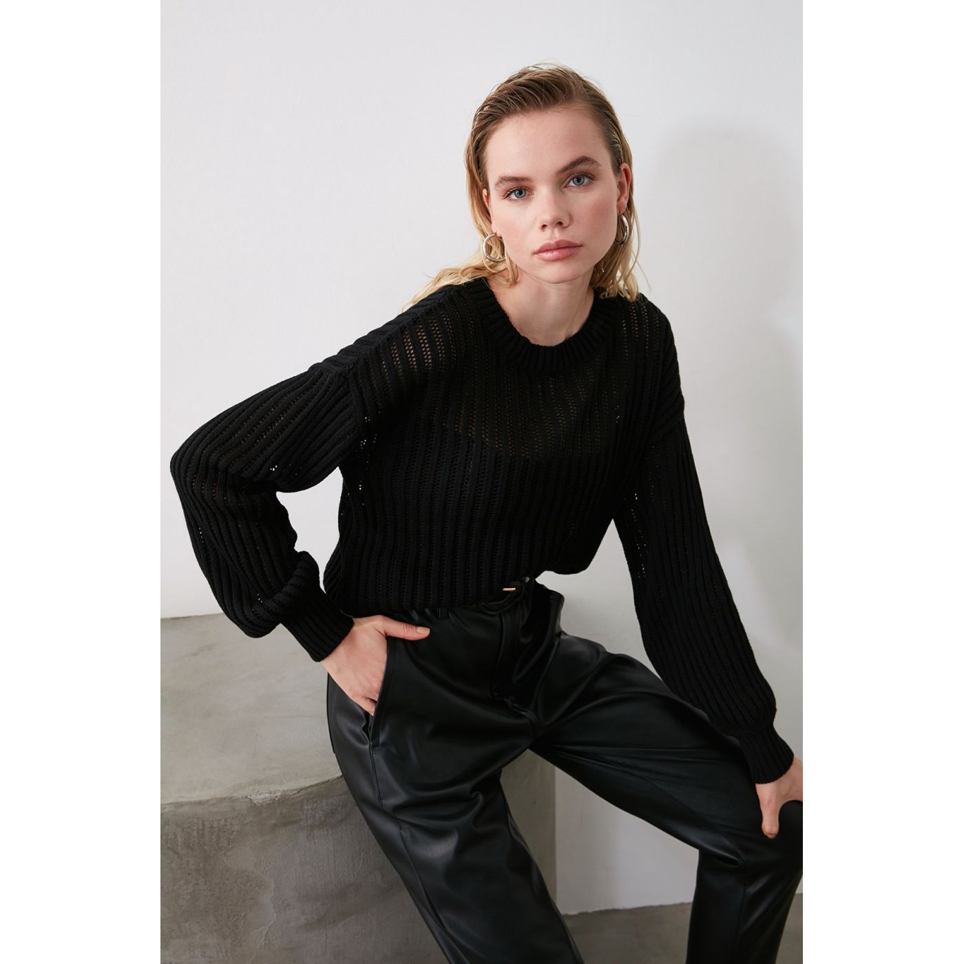 Trendyol Black BlindkEd Knit Sweater