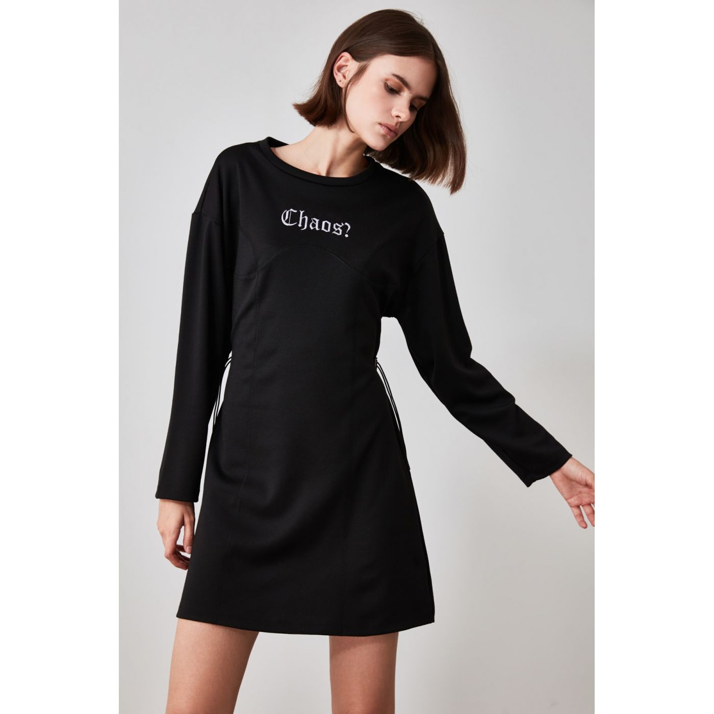 Trendyol Black Printed Knitted Dress