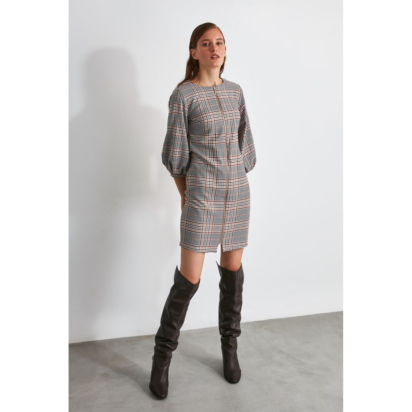 Trendyol Grey Zipper Dress