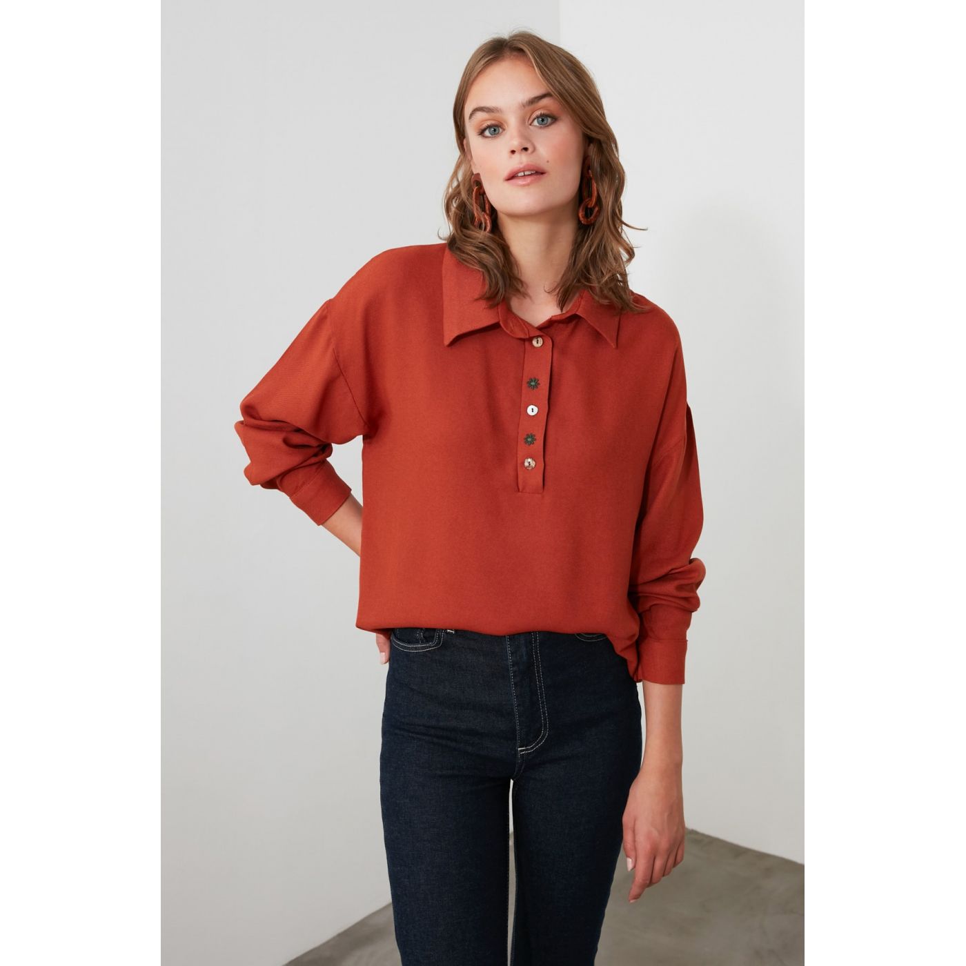 Trendyol Tile Collar Detailed Blouse