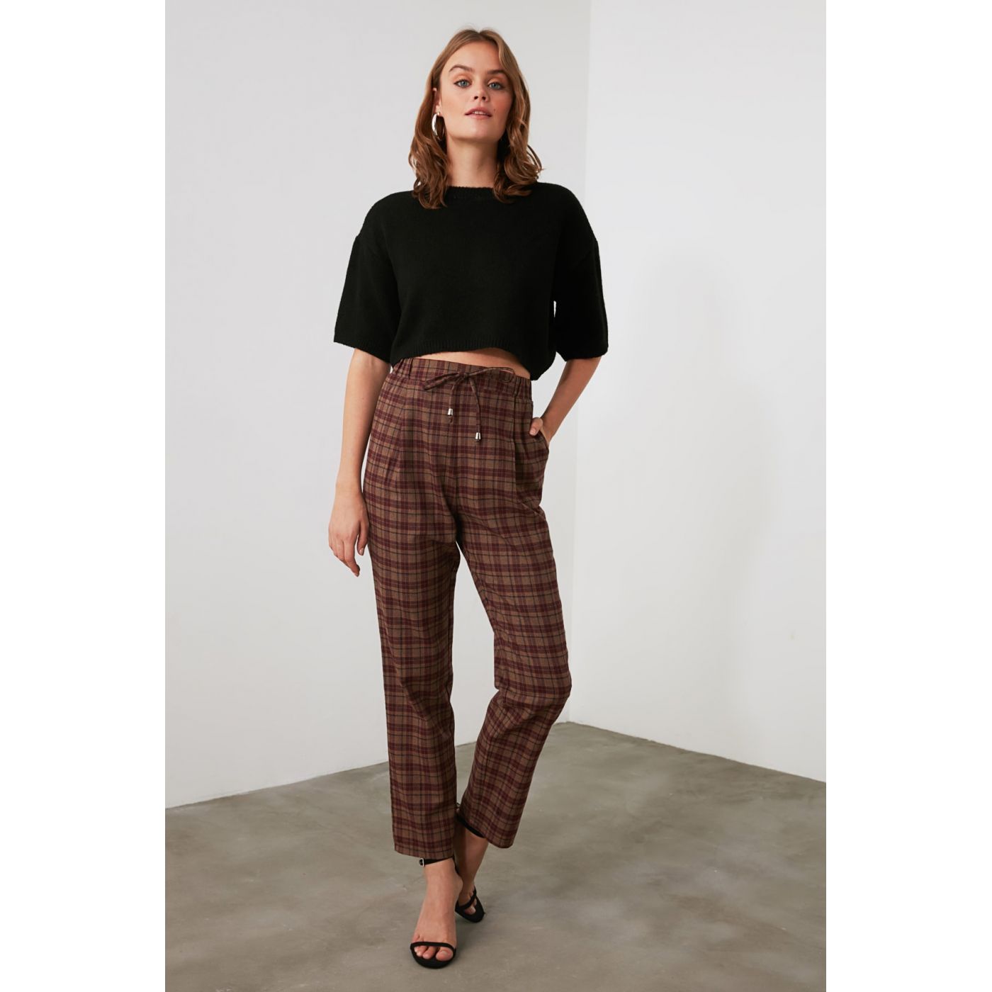 Trendyol Brown Plaid Pants