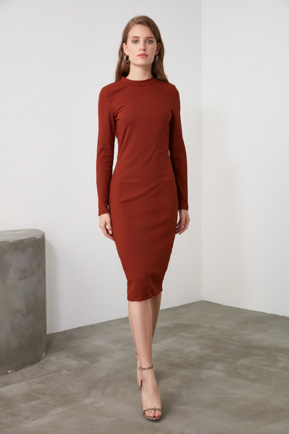 Trendyol Cinnamon Back Detailed Knitted Dress