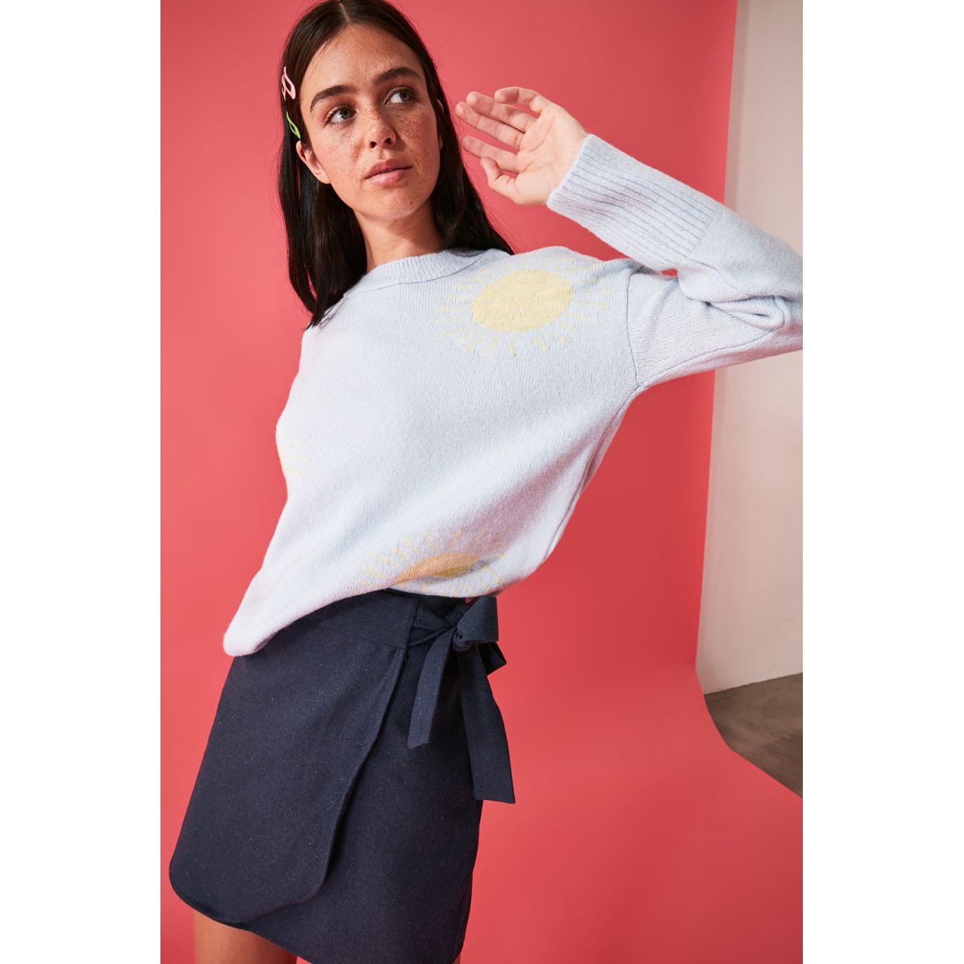 Trendyol Navy Tie Detailed Plaid Skirt