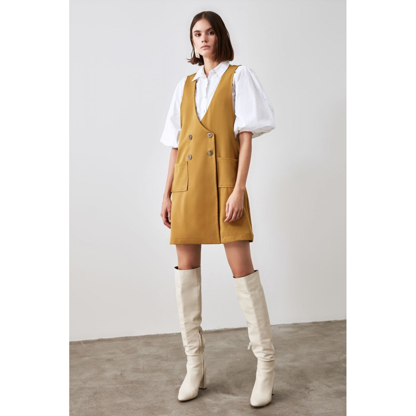 Trendyol Green Button Detailed Jile Dress