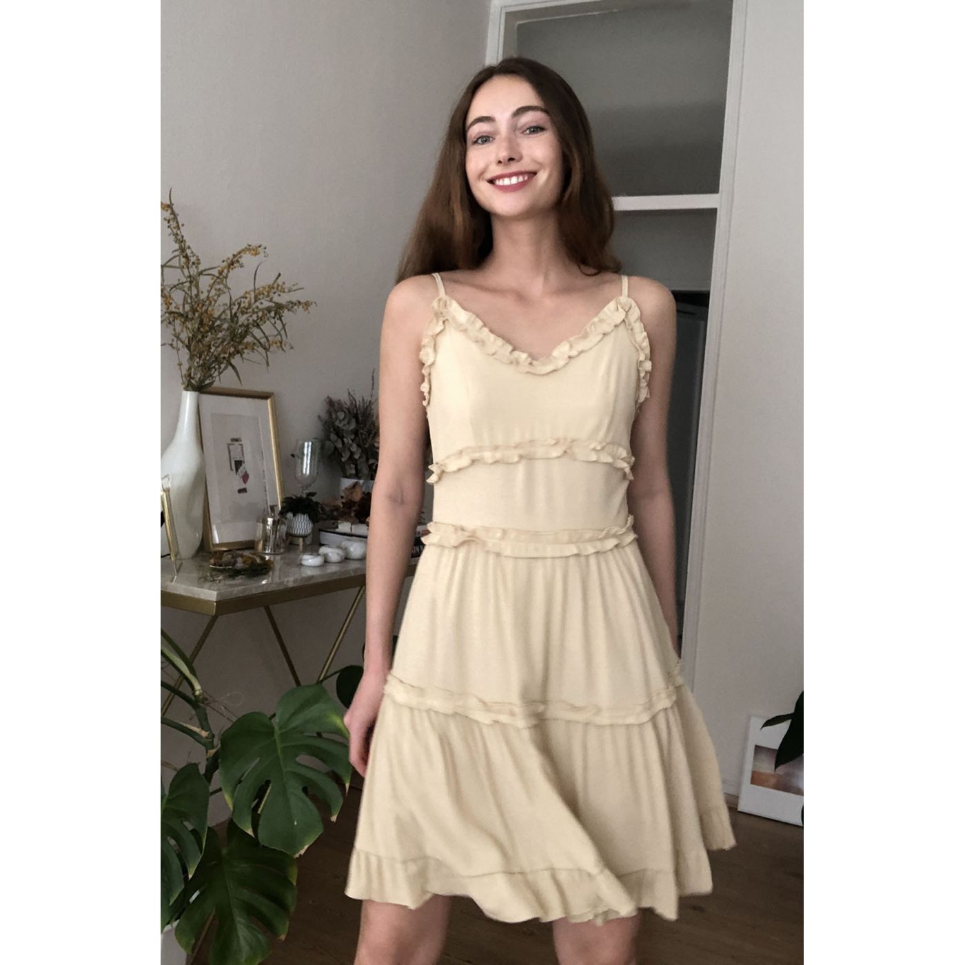 Trendyol Stone Frill dress