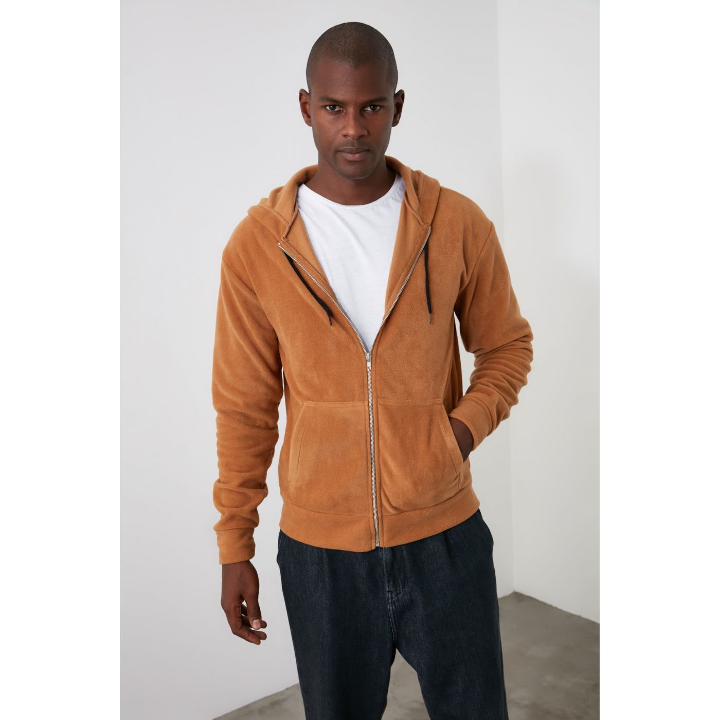 Trendyol Camel Men's Zipper Cardigan