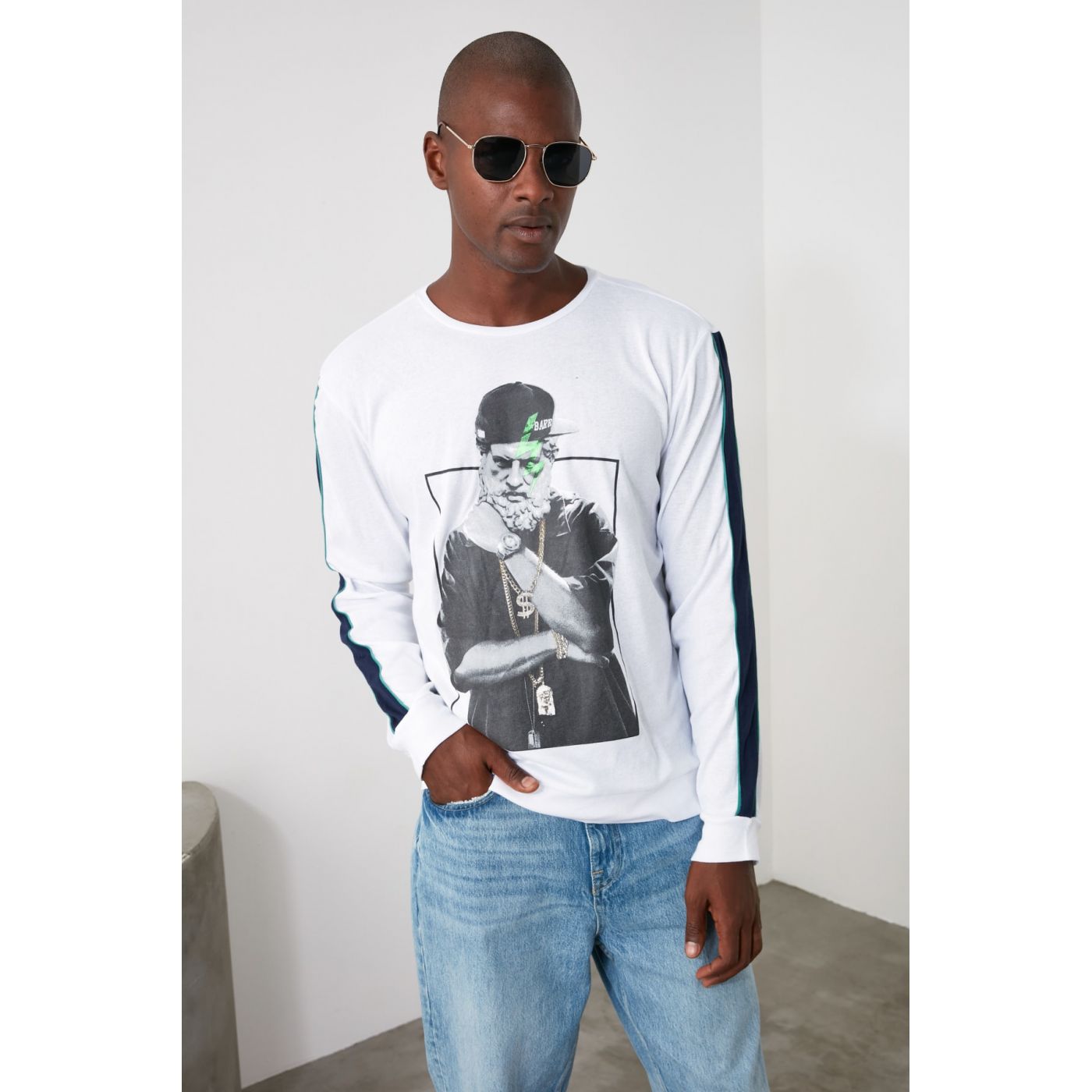 Trendyol White Men's Printed T-Shirt