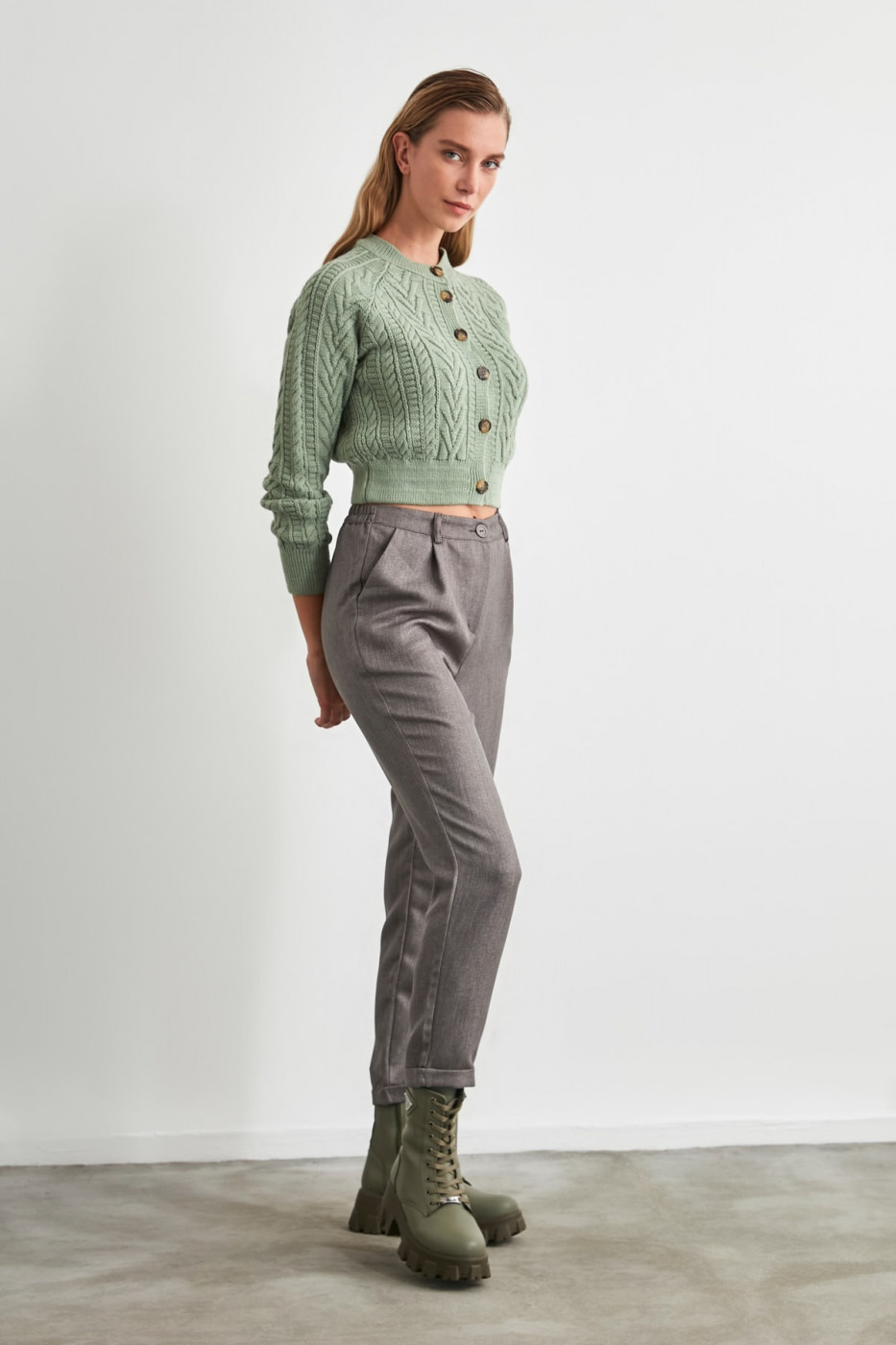 Trendyol Grey Battery Detailed Trousers