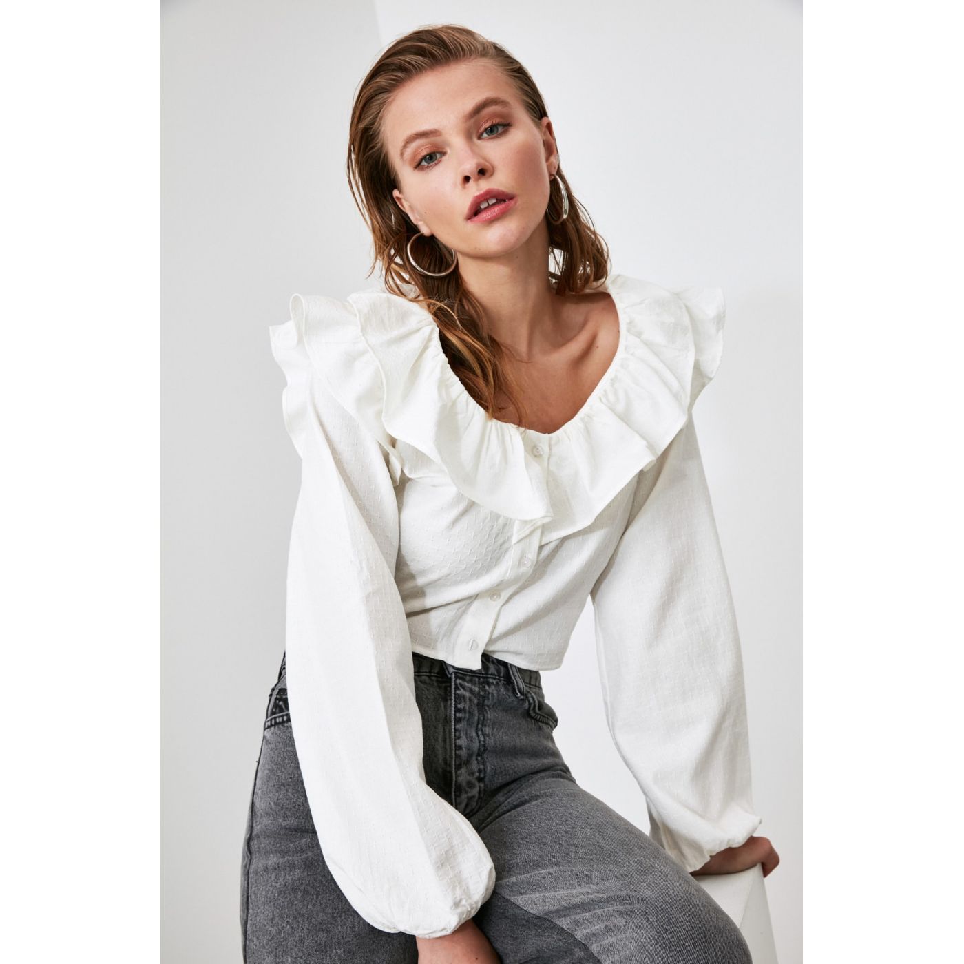 Trendyol Ekru Volli Blouse
