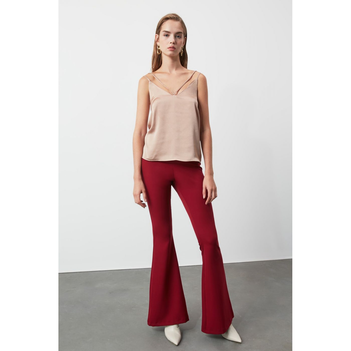 Trendyol Cream V Neck Blouse