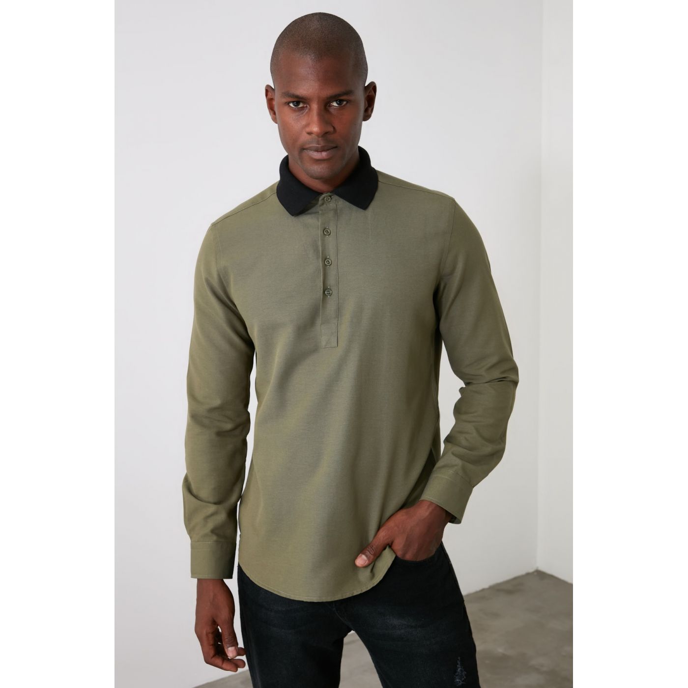 Trendyol Khai Men's Knitwear Collar Slim Fit Shirt