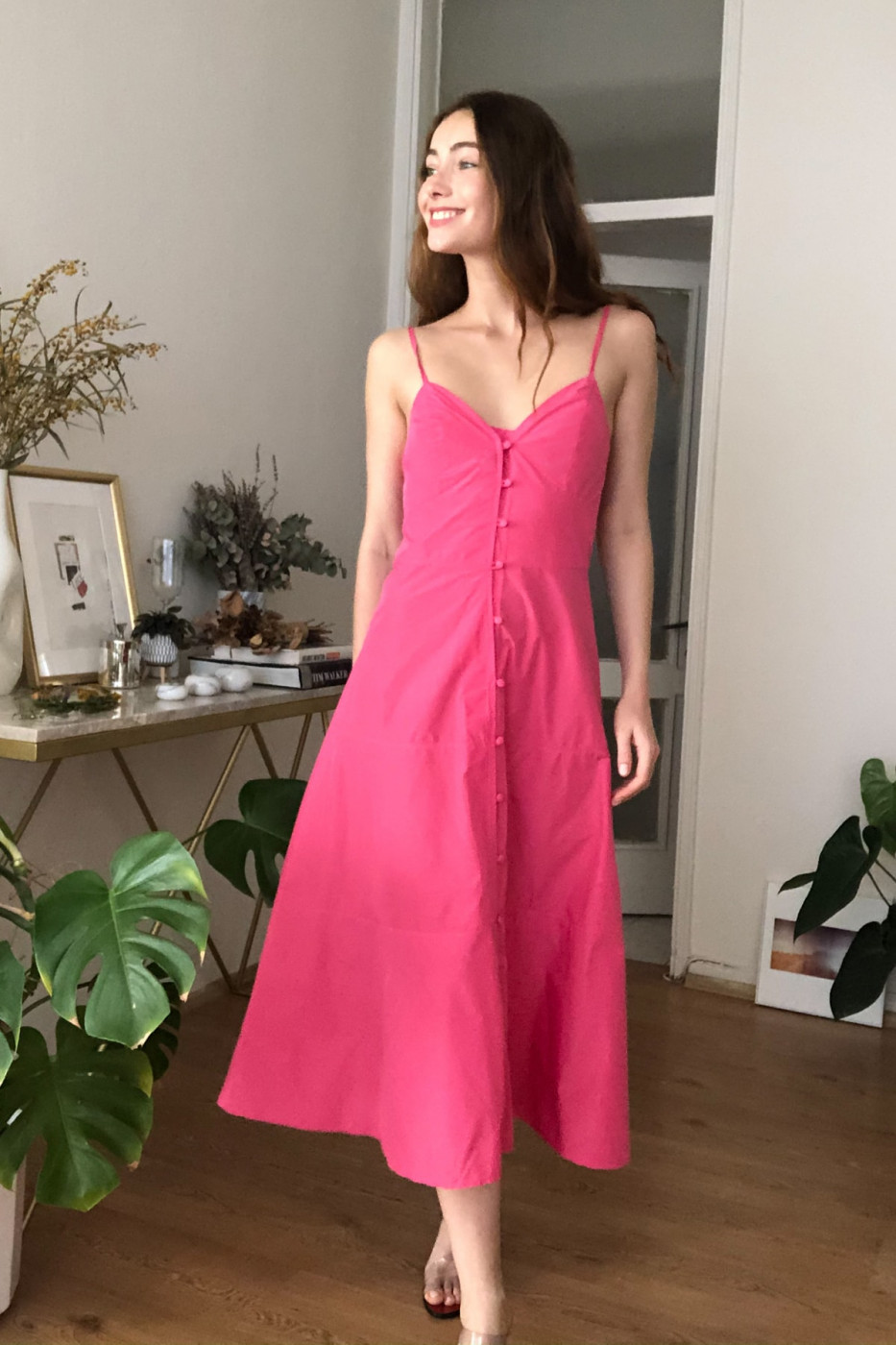 Trendyol Pink Strap button Detailed Dress