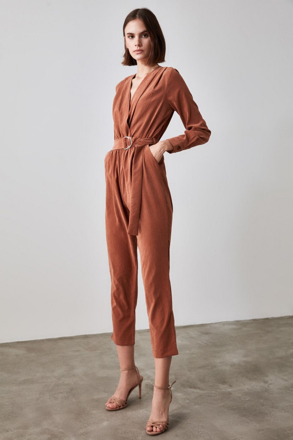 Trendyol Brown Belt Jumpsuit