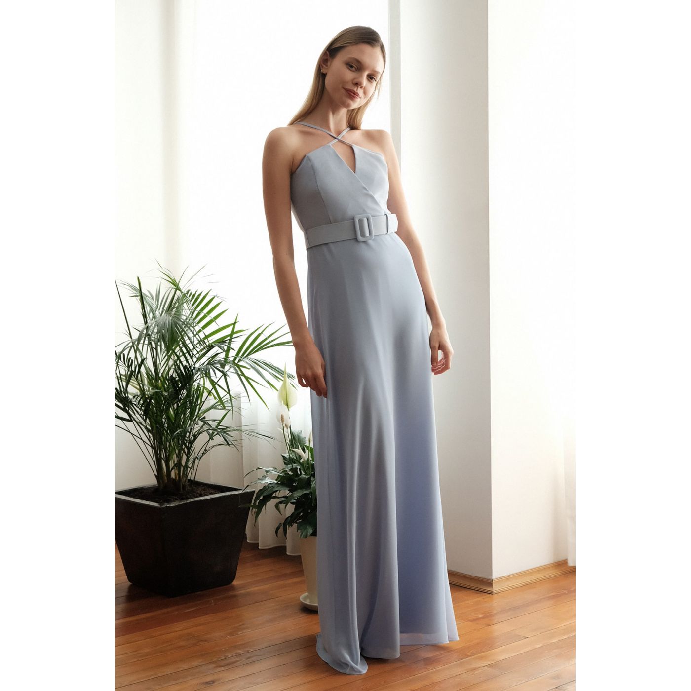 Trendyol Blue Strap Evening Dress & Graduation Dress