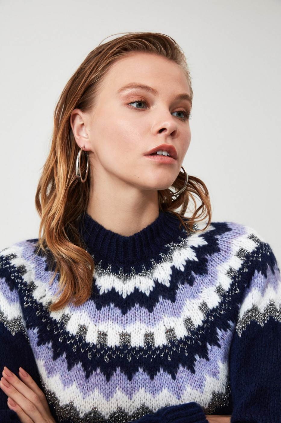 Trendyol Navy Jacquard Sim Detailed Knitwear Sweater