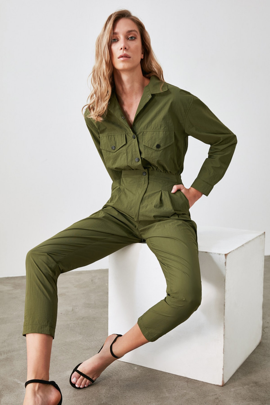Trendyol Green Button Detailed Jumpsuit