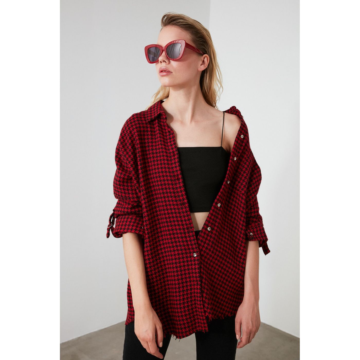 Trendyol Burgundy Crowbar Shirt