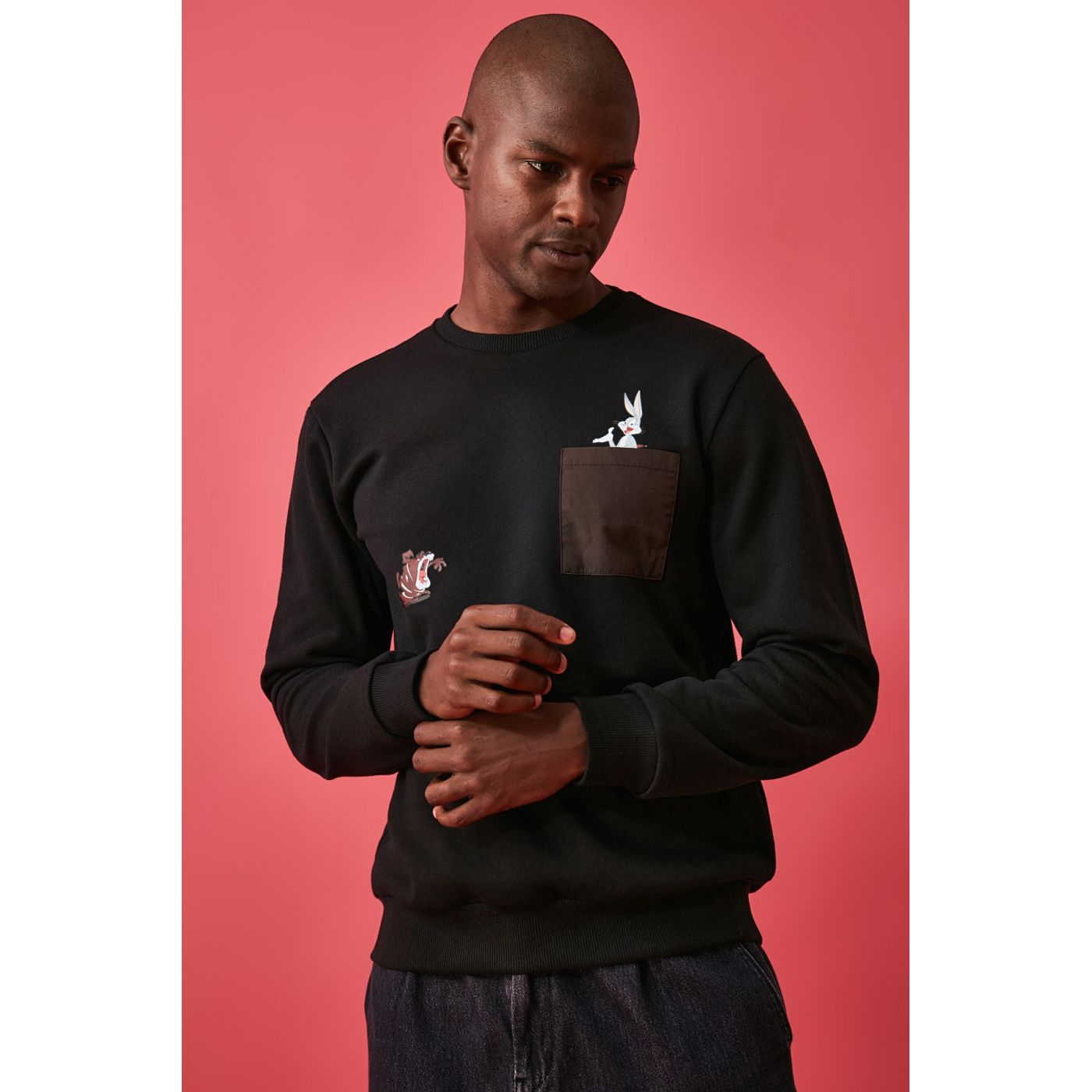 Trendyol Black Male Licensed Regular Fit Sweatshirt
