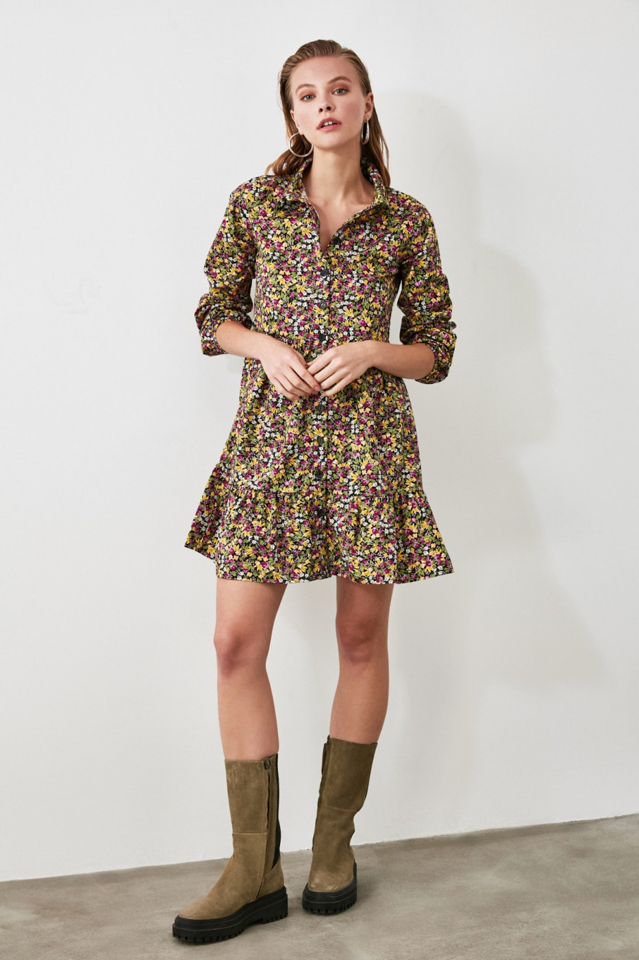 Trendyol MultiColored Floral Patterned Shirt Dress